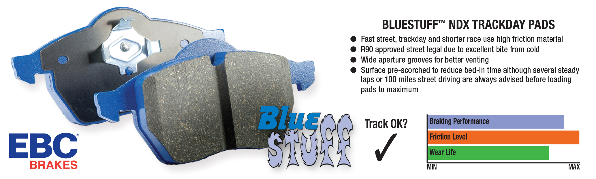  EBC Brakes Bluestuff Brake Pads Front Set Civic Type R