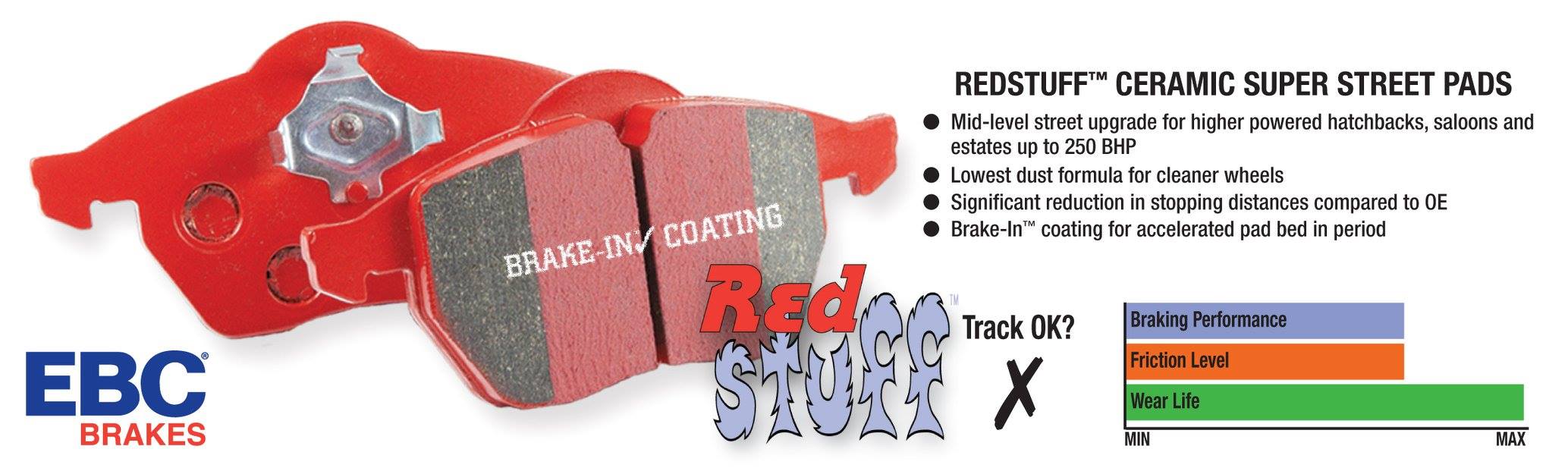  EBC Brakes Redstuff Brake Pads Rear Set Civic Type R